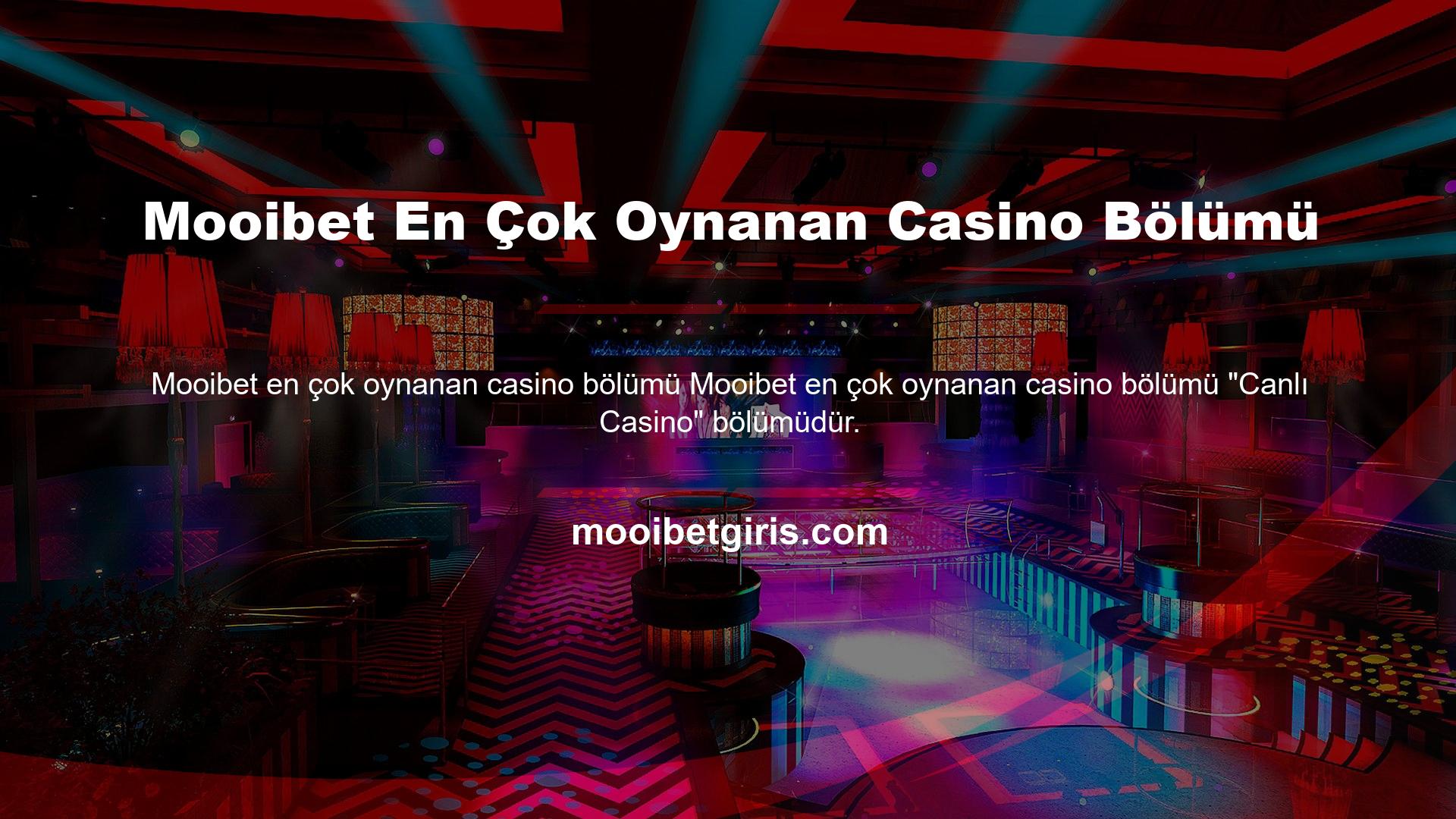 Mooibet En Çok Oynanan Casino Bölümü